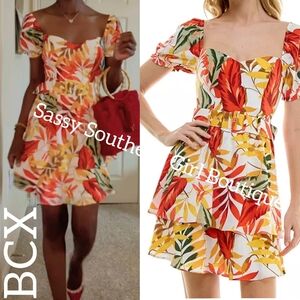 ⭐🆕BCX Tropical Tiered Mini Dress